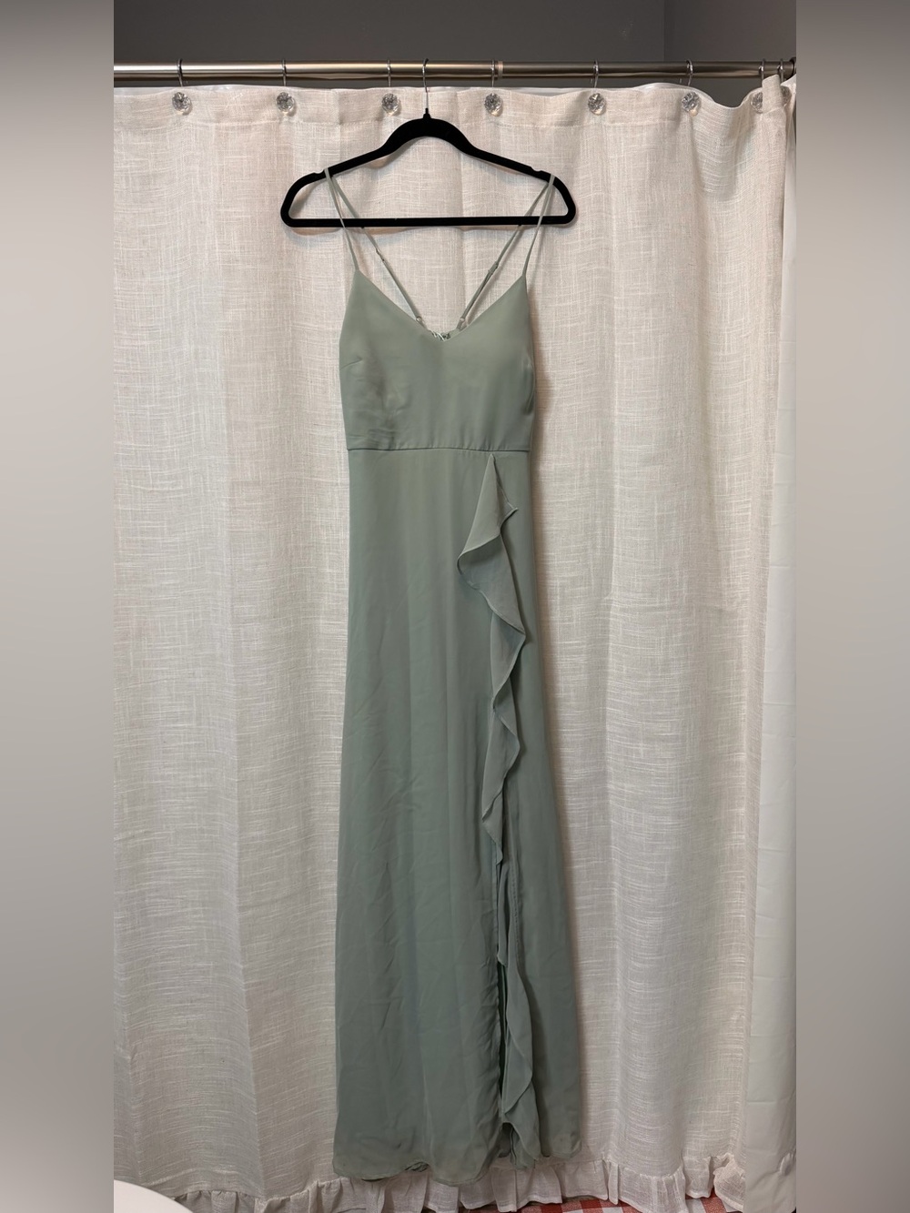 Birdy grey Sage Green Ruffle Slip Dress